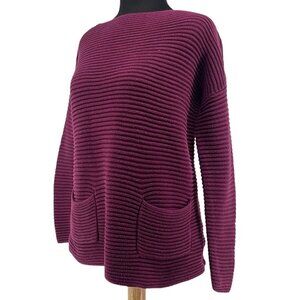 Vince Camuto Plum Burgundy Purple Long Sleeve Tunic Pull Over Sweater SM